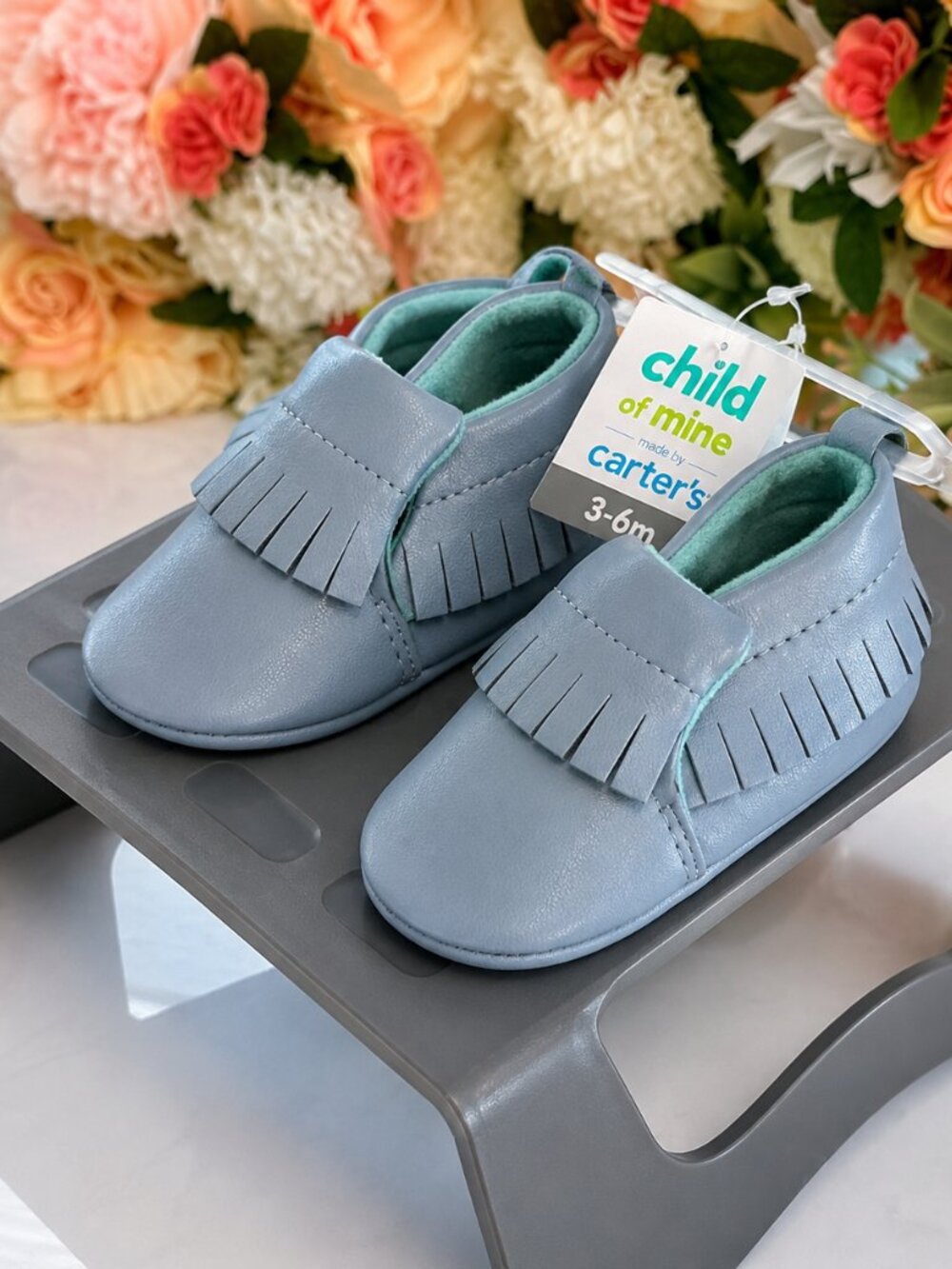 3/$20 Bundle 🌈 Child of Mine Carter’s Baby Moccasin Crib Shoes Blue 3–6M NWT